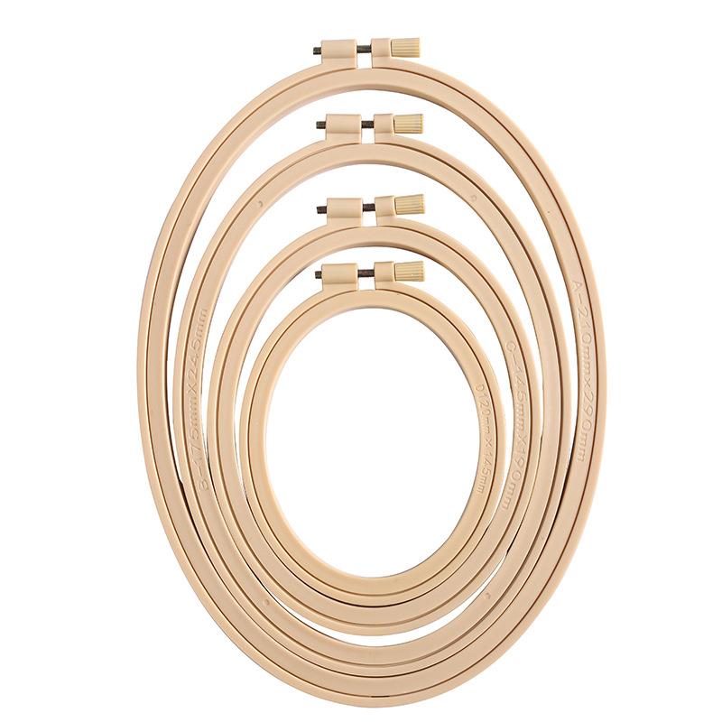 Embroidery Hoop Plastic - Taklit bambu plastik Oval ahşap renk
