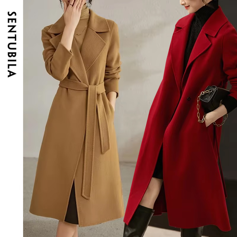 Felt Sheet Wool - SENTUBILA 100% yün Wrap Coat 2023