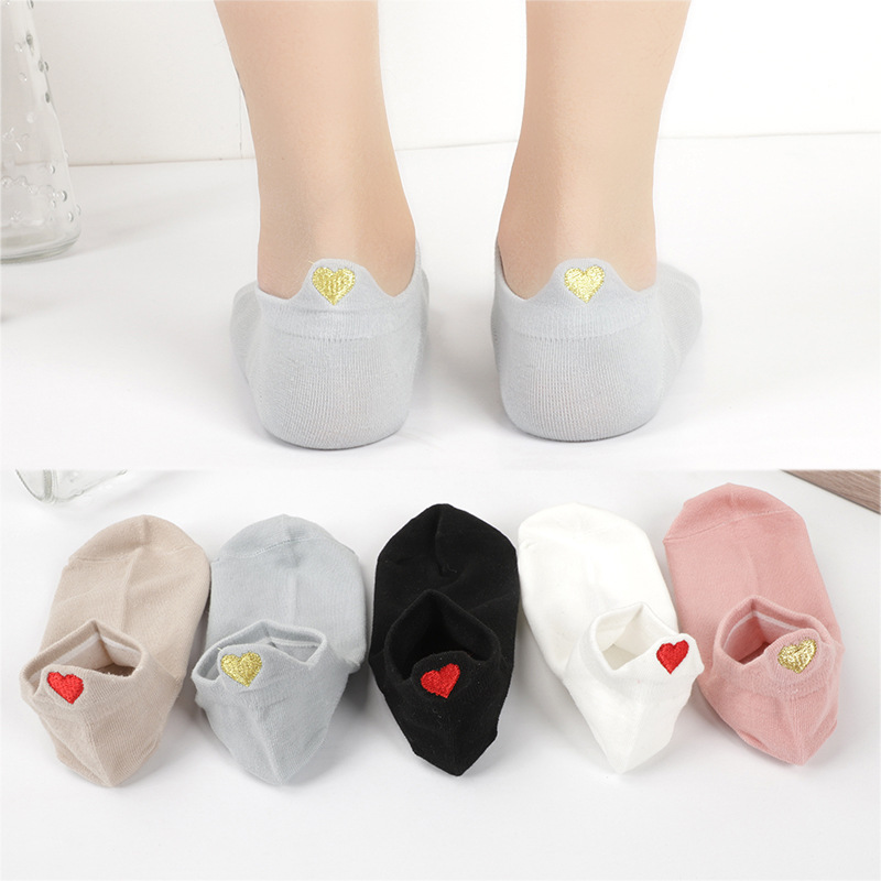 Embroidery On Socks - Komik Topuk Sevimli Nakış Aşk Kalp