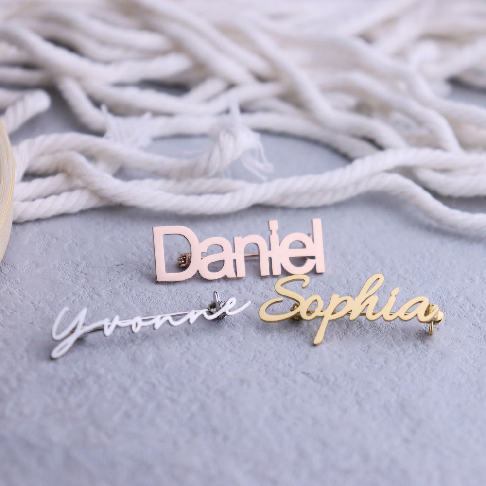 Embroidery Initials - Kişiselleştirilmiş isim broş özelleştirme Adı broş