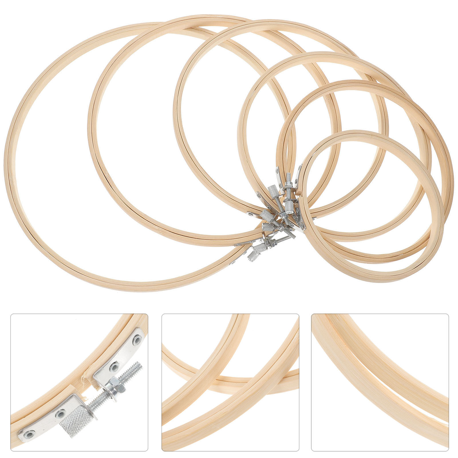Embroidery Hoop Plastic - 6 Adet Bambu Nakış Çemberi Seti,