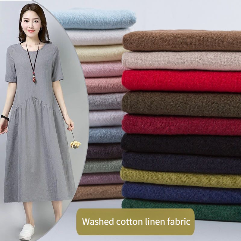 Linen Fabric Natural - Yazlık Pamuklu Keten Krep Kumaş Metre