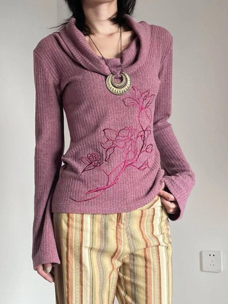 Mor Çiçek İşlemeli Kadın Kazak - Embroidery Thread Yarn incelemesi ve fiyatı