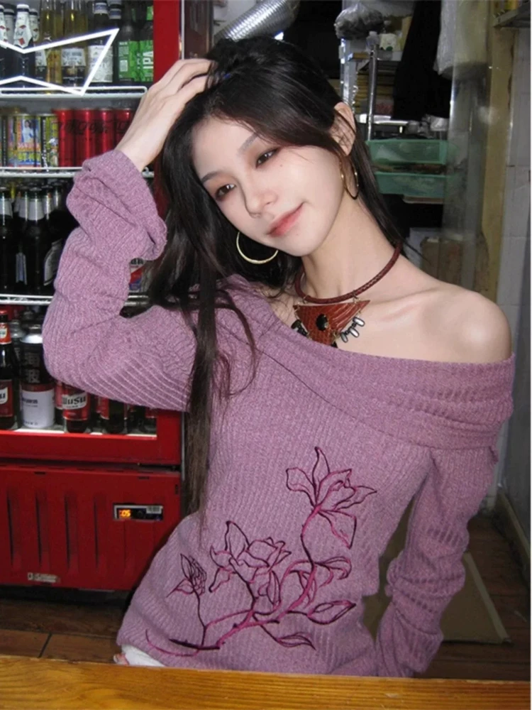 Mor Çiçek İşlemeli Kadın Kazak - Embroidery Thread Yarn incelemesi ve fiyatı