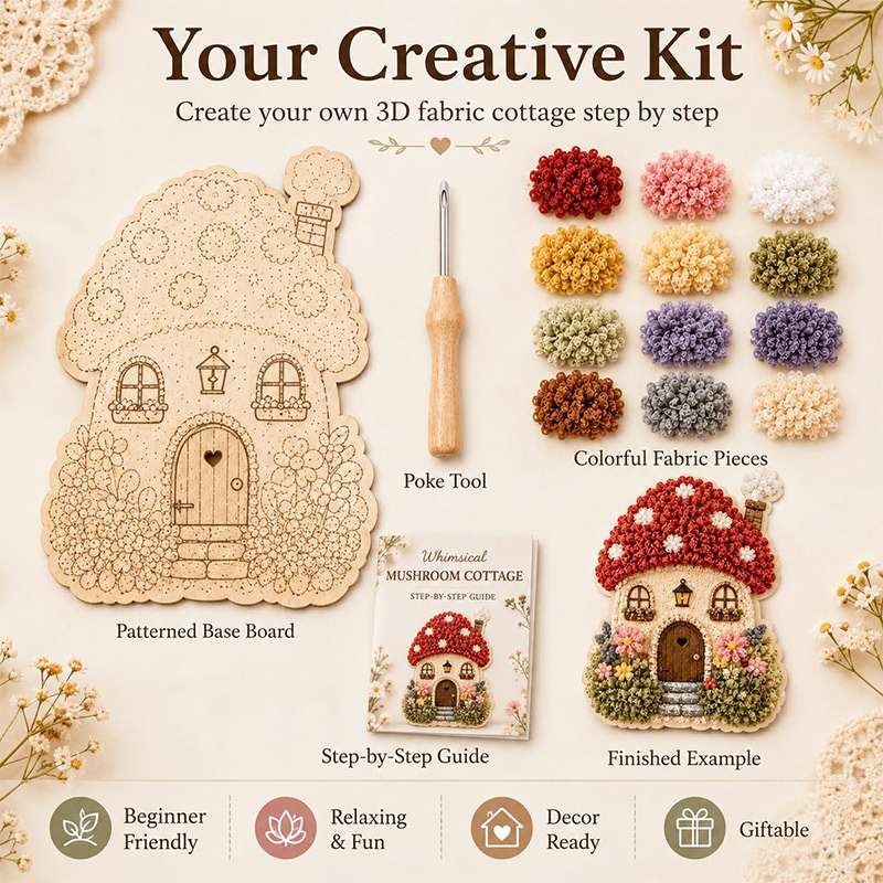 3D Mantar Ev Poke Art DIY Kiti - Embroidery Needle incelemesi ve fiyatı
