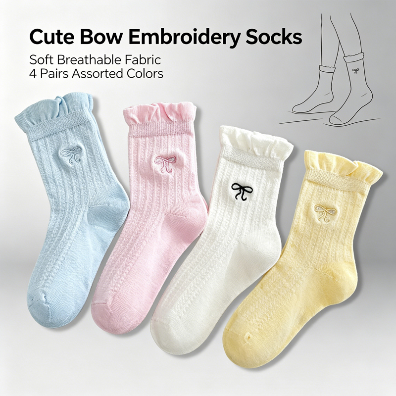 4 Çift Kız Çocuk Yazlık File Ç - Embroidery On Socks incelemesi ve fiyatı