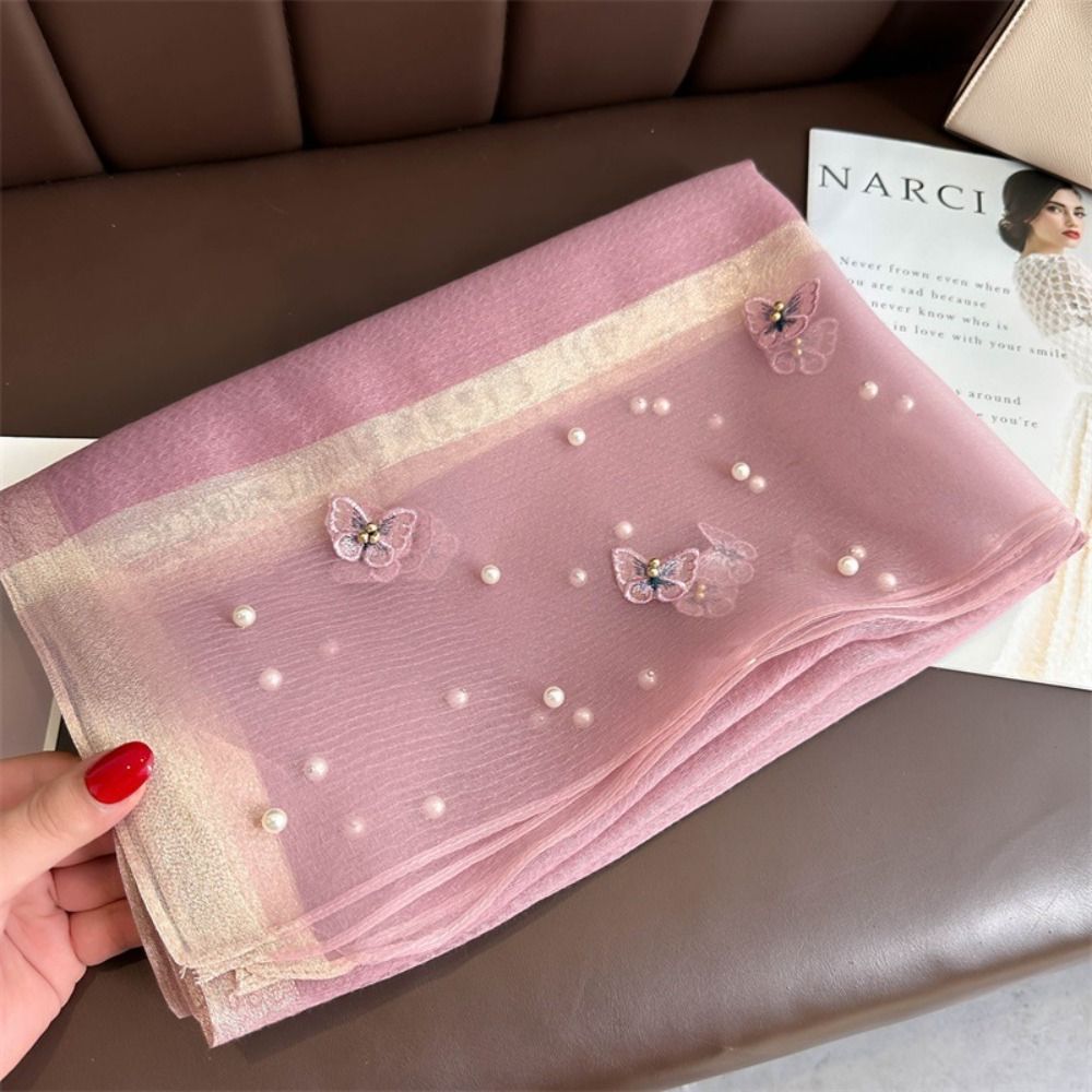 Zarif İnce İpek Eşarp Büyük Fu - Embroidery Hijab incelemesi ve fiyatı