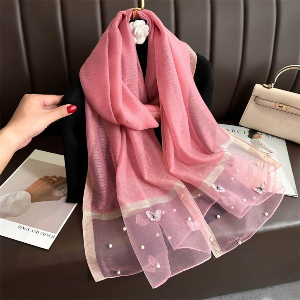 Zarif İnce İpek Eşarp Büyük Fu - Embroidery Hijab incelemesi ve fiyatı