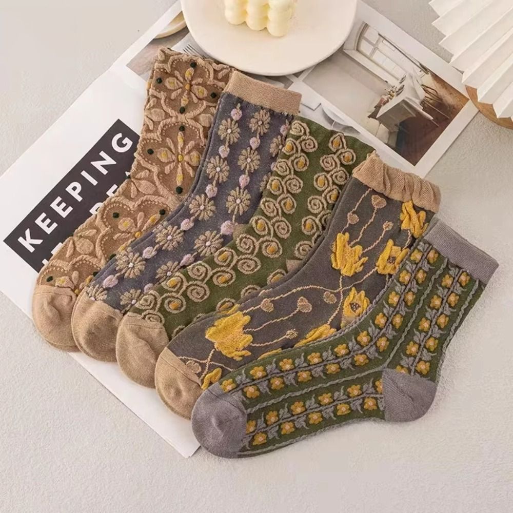 5 Çift Vintage Japon Çiçek Des - Embroidery On Socks incelemesi ve fiyatı